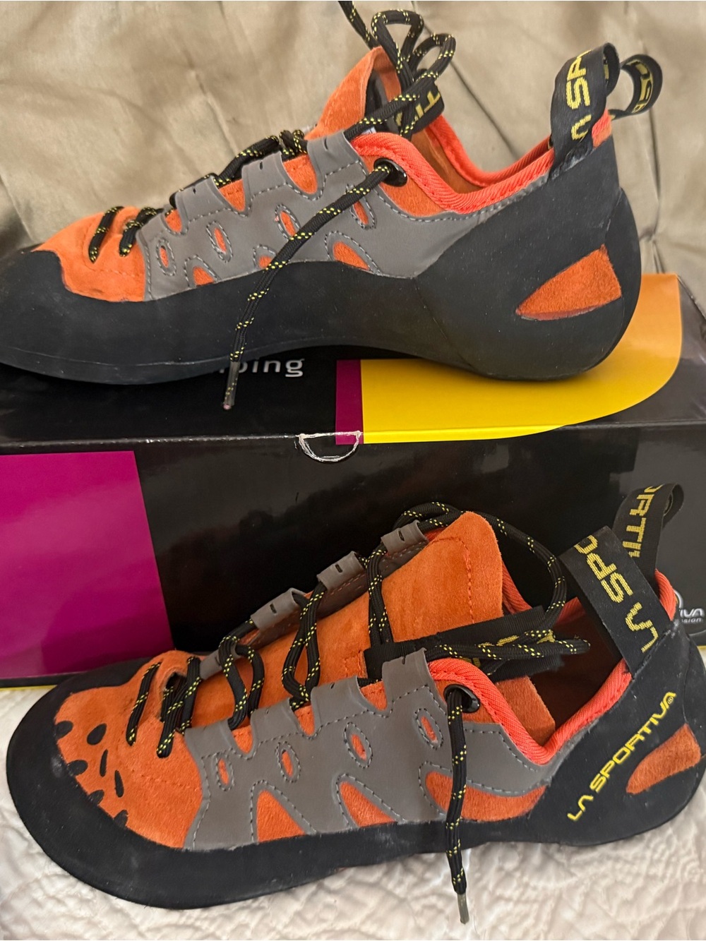 La Sportiva Orange and Gray Performance Climbing Shoes 42, M9, W10 -  w 9-9.5